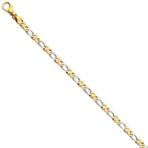 14k Two-tone 4.8mm Polished Fancy Link Bracelet-WBC-LK535-8