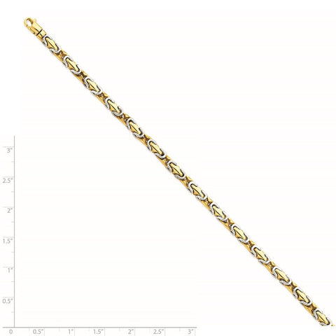 14k Two-tone 4.2mm Hand-polished Fancy Link Bracelet-WBC-LK571-7