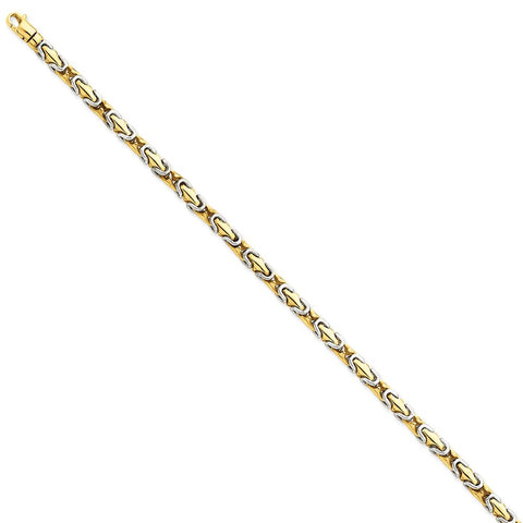 14k Two-tone 4.2mm Hand-polished Fancy Link Bracelet-WBC-LK571-8