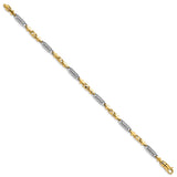 14K Two-tone 4.6mm Hand-polished Fancy Link Bracelet-WBC-LK573-8.75