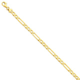 14K 5mm Hand-polished Figaro Link Bracelet-WBC-LK667-8