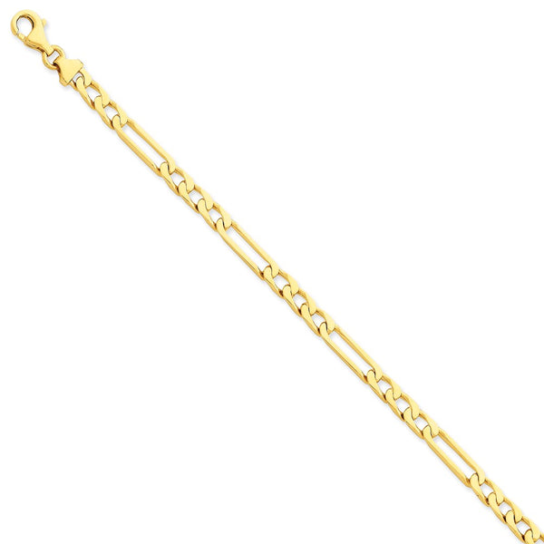 14K 5mm Hand-polished Figaro Link Bracelet-WBC-LK667-8