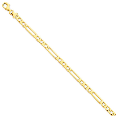 14K 5mm Hand-polished Figaro Link Bracelet-WBC-LK667-8