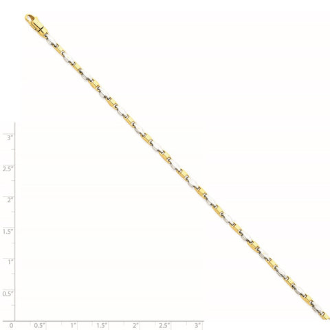 14k Two-tone 2.5mm Hand-polished Fancy Link Bracelet-WBC-LK694-7