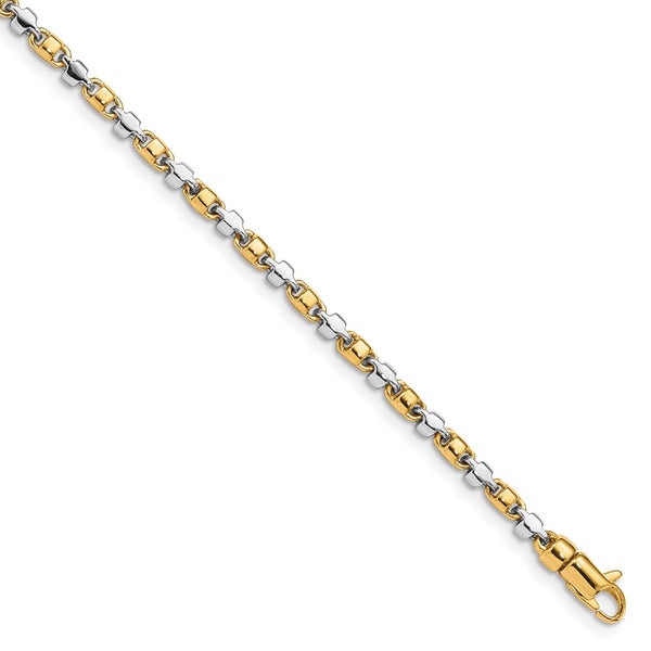 14k Two-tone 2.6mm Hand-polished Fancy Link Bracelet-WBC-LK695-7