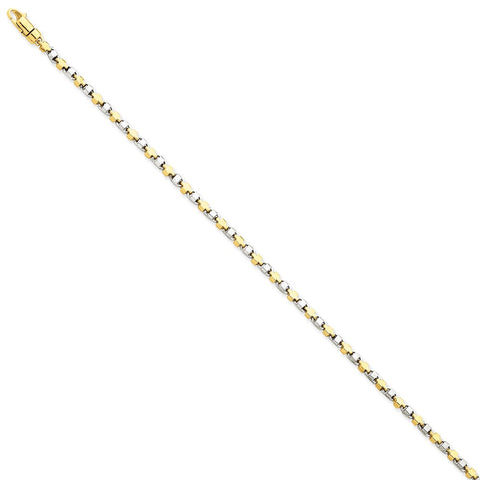 14k Two-tone 2.6mm Hand-polished Fancy Link Bracelet-WBC-LK695-8