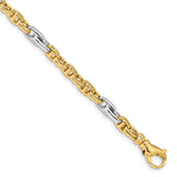 14k Two-tone 5.38mm Hand-polished Fancy Link Bracelet-WBC-LK697-8.5