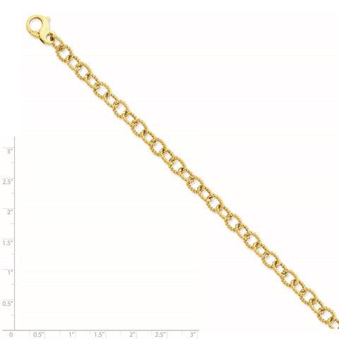 14K 6.5mm Polished Hand-polished Fancy Link Bracelet-WBC-LK706-7.5