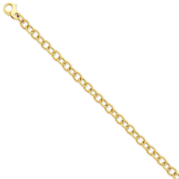 14K 6.5mm Polished Hand-polished Fancy Link Bracelet-WBC-LK706-7.5