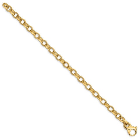 14K 6.2mm Hand-polished Fancy Link Bracelet-WBC-LK709-8.5