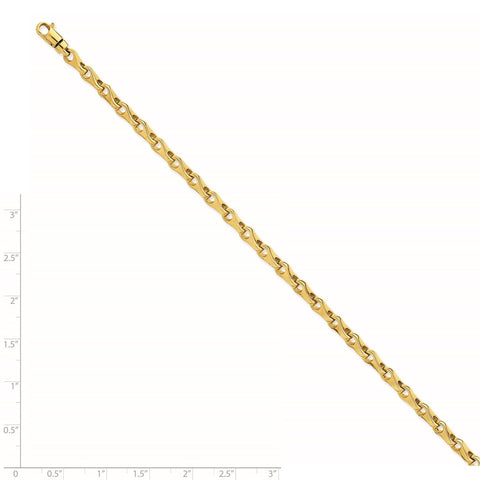 14k 3.9mm Hand-polished Fancy Link Bracelet-WBC-LK724-8.25