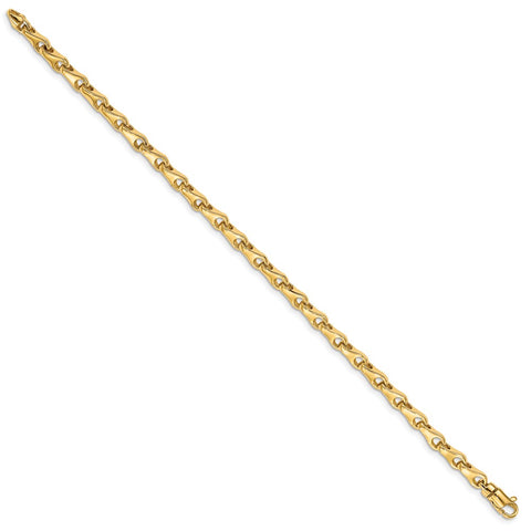 14k 3.9mm Hand-polished Fancy Link Bracelet-WBC-LK724-7.25