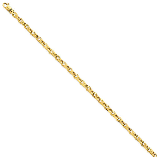 14k 3.9mm Hand-polished Fancy Link Bracelet-WBC-LK724-8.25