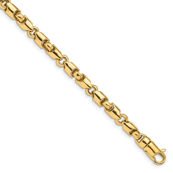 14k 4.75mm Hand-polished Fancy Link Bracelet-WBC-LK732-8