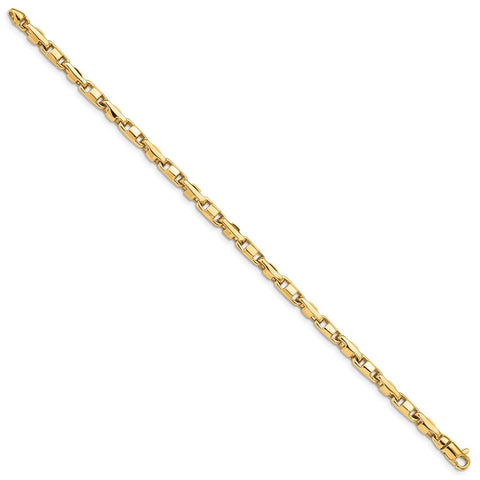 14K 4mm Hand-polished Fancy Link Bracelet-WBC-LK737-7