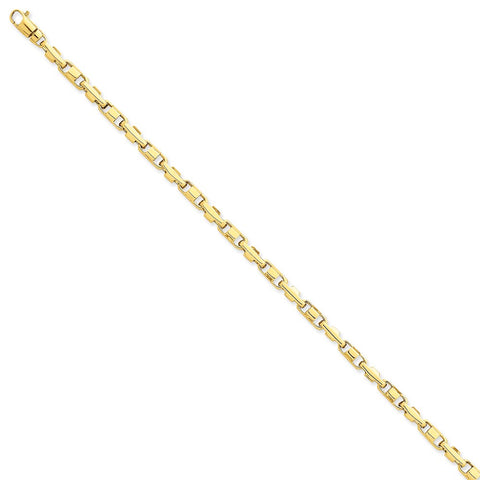 14K 4mm Hand-polished Fancy Link Bracelet-WBC-LK737-8