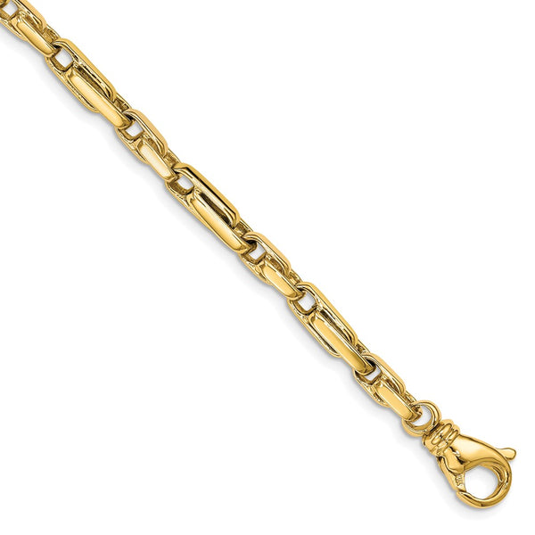 14k 5mm Hand-polished Fancy Link Bracelet-WBC-LK738-8.5