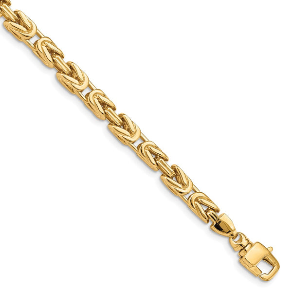 14k 6.0mm Hand-polished Byzantine Link Bracelet-WBC-LK746-9