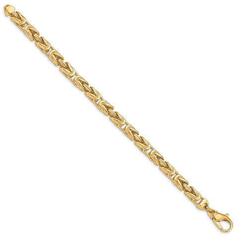 14k 7.5mm Hand-polished Byzantine Link Bracelet-WBC-LK748-9