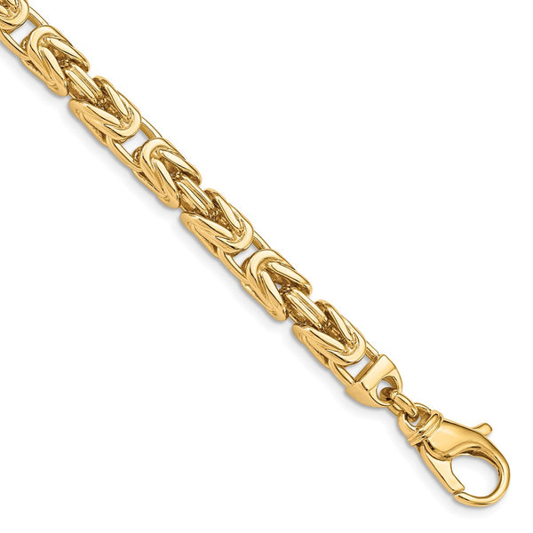 14k 7.5mm Hand-polished Byzantine Link Bracelet-WBC-LK748-9