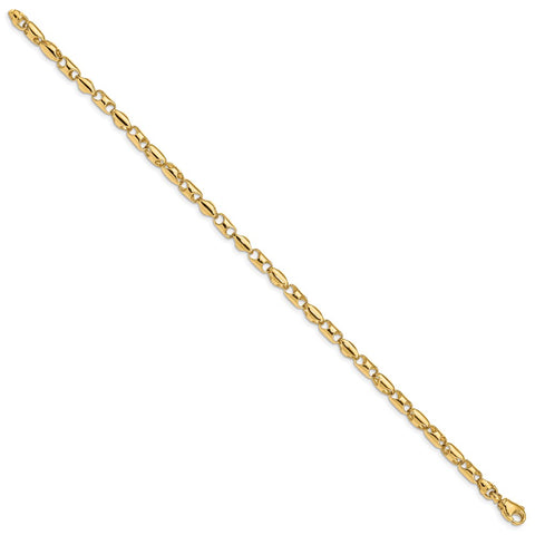 14k 4.1mm Fancy Barrel Link Bracelet-WBC-LK750-8.5