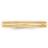 14k 3mm Milgrain Half-Round Wedding Band-M030-4-WBC