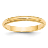 14k 3mm Milgrain Half-Round Wedding Band-M030-4-WBC