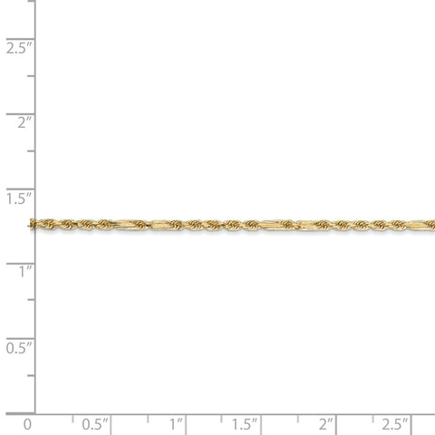 14k 1.8mm D/C Milano Rope Chain Anklet-WBC-MIL030-9