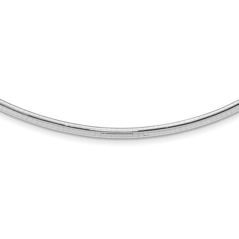 14k White Gold 4mm Domed Omega Necklace-WBC-OW4-16