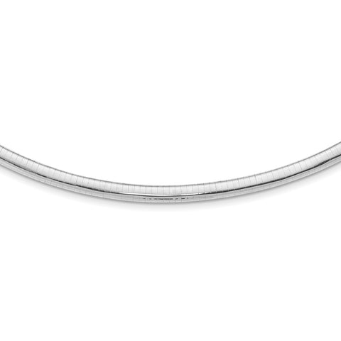 14k White Gold 6mm Domed Omega Necklace-WBC-OW6-18