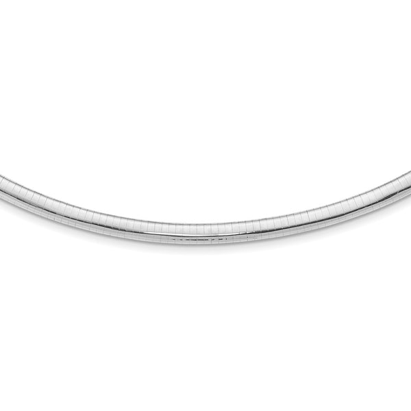 14k White Gold 6mm Domed Omega Necklace-WBC-OW6-16