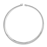 14k White Gold 8mm Domed Omega Necklace-WBC-OW8-18