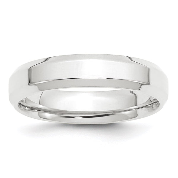 Platinum 5mm Polished Beveled Edge Size 6 Wedding Band-PBE050-6-WBC