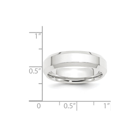 Platinum 6mm Polished Beveled Edge Size 6 Wedding Band-PBE060-6-WBC