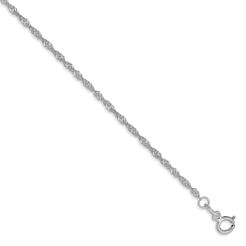 14k White Gold 1.4mm Singapore Chain Anklet-WBC-PEN123-9