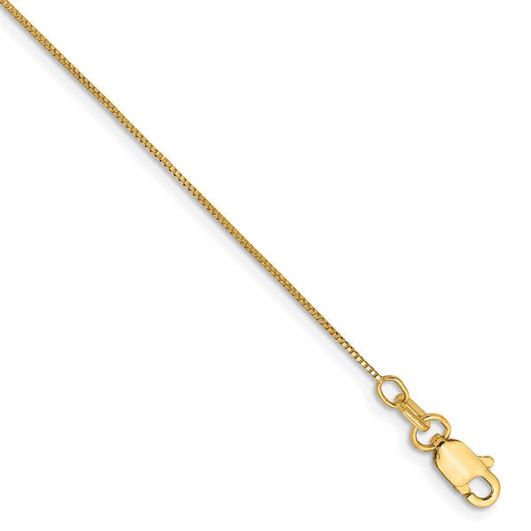 14k .5mm Box with Lobster Clasp Chain Anklet-WBC-PEN1L-10