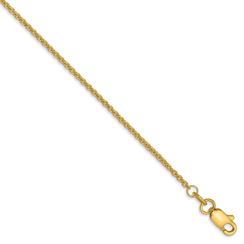 14k 1.4mm Round Open Link Cable Chain Anklet-WBC-PEN54-9