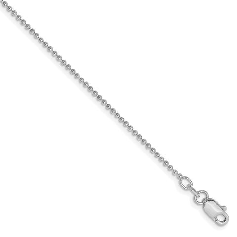 14k WG 1.2mm D/C Beaded Chain Anklet-WBC-PEN79-9