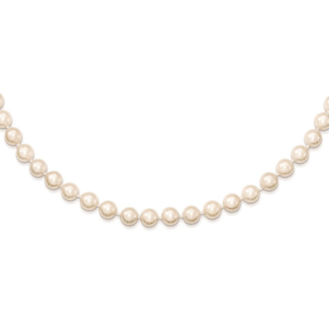 14k 5-6mm Round White Saltwater Akoya Cultured Pearl Necklace-WBC-PL50AA-20
