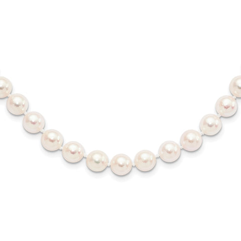 14k 8-9mm Round White Saltwater Akoya Cultured Pearl Necklace-WBC-PL80AA-20