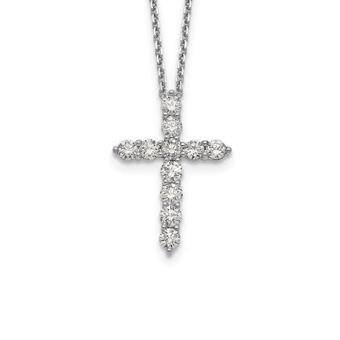 14k White Gold Diamond Cross 18 inch Necklace-WBC-PM1000-150-WA