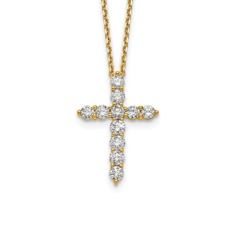 14k Diamond Cross 18 inch Necklace-WBC-PM1000-150-YA