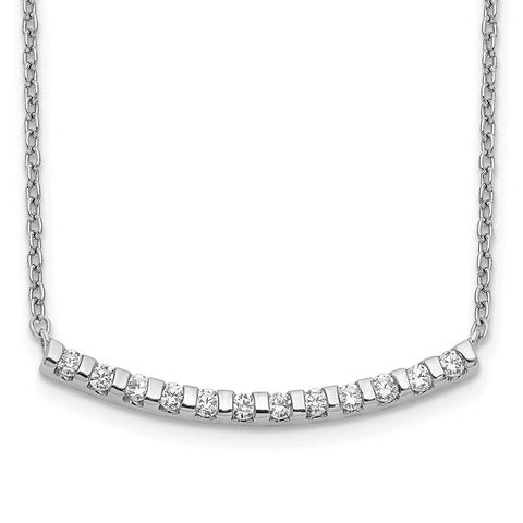 14k White Gold Diamond Curved Bar 18 inch Necklace-WBC-PM3732-025-WA