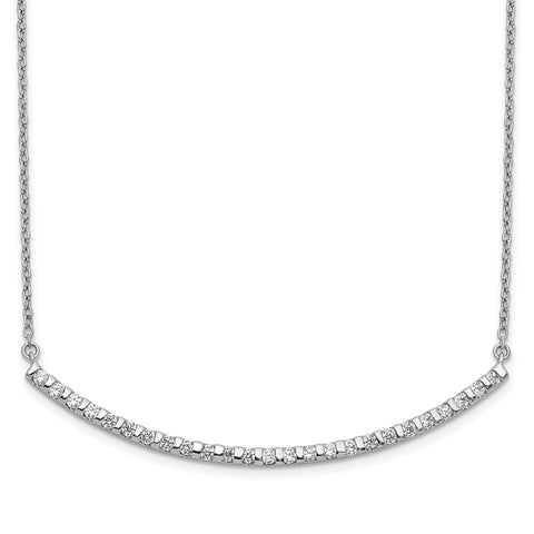 14k White Gold Diamond Curved Bar 18 inch Necklace-WBC-PM3732-050-WA