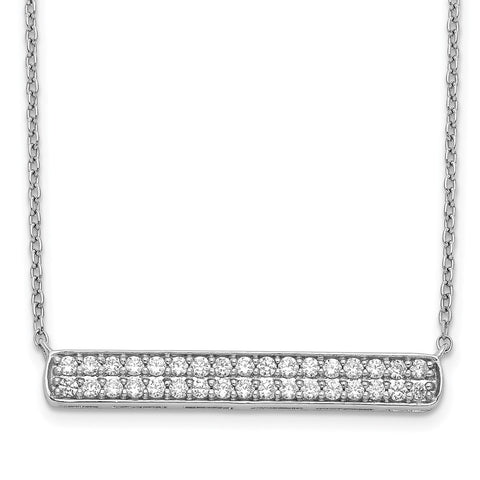 14k White Gold Diamond Bar 18 inch Necklace-WBC-PM3734-050-WA