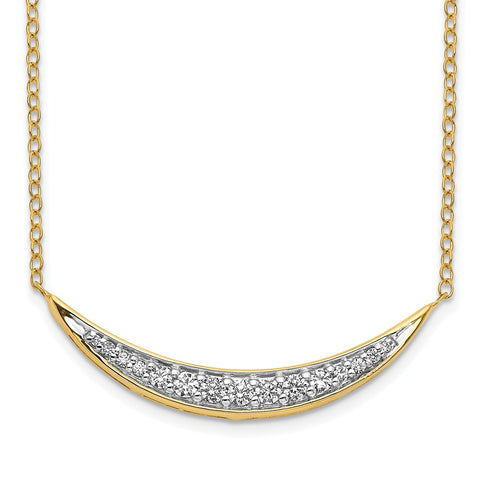 14k Diamond Curved Bar 18 inch Necklace-WBC-PM3735-033-YA