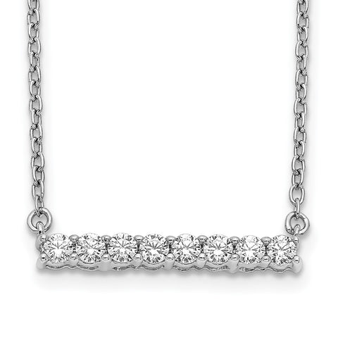 14k White Gold Diamond Bar 18 inch Necklace-WBC-PM3738-033-WA