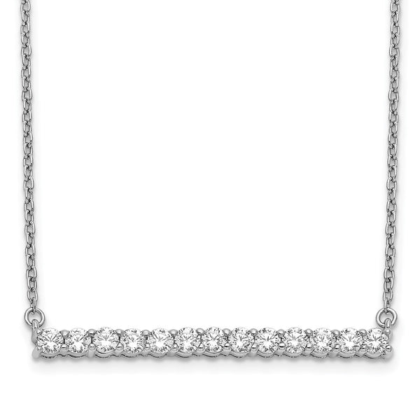 14k White Gold Diamond Bar 18 inch Necklace-WBC-PM3738-066-WA