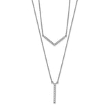 14k White Gold Diamond Double Strand 18 inch Necklace-WBC-PM3744-030-WA