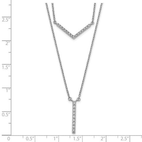 14k White Gold Diamond Double Strand 18 inch Necklace-WBC-PM3744-030-WA